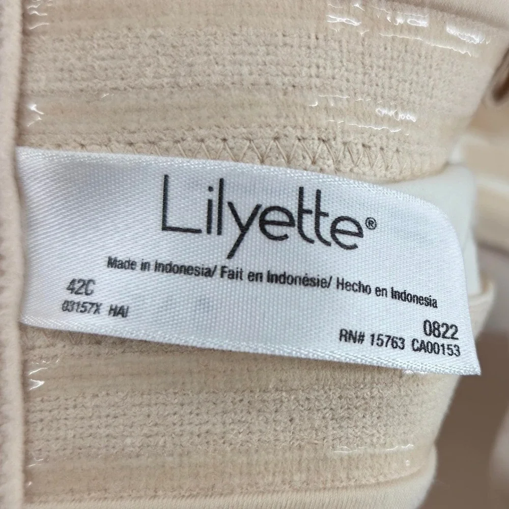 Lilyette‎ Bra Womens 42C Beige Strapless Convertible Underwire Multiway